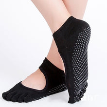 Cargar imagen en el visor de la galería, Women Yoga Socks Anti-slip Backless 5 Toe Socks
