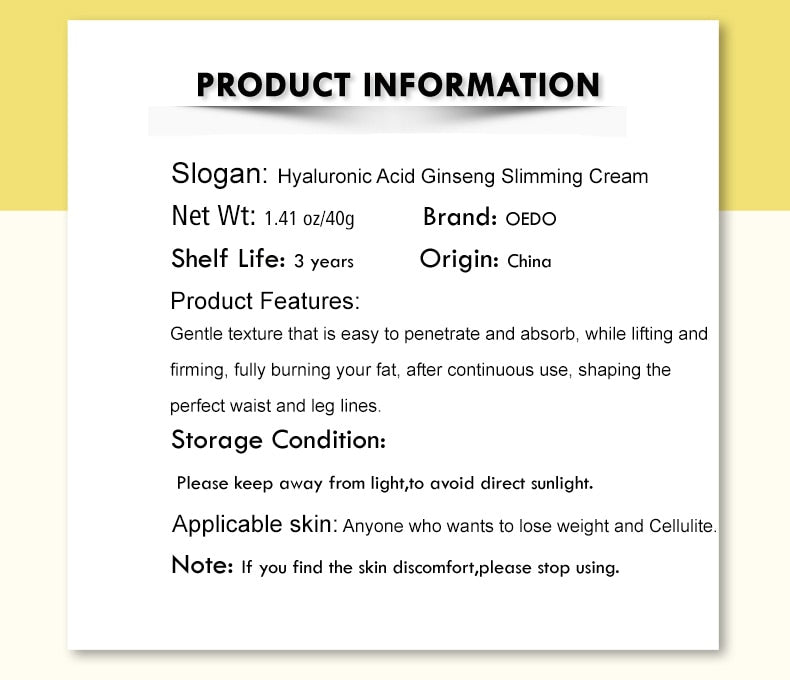 Ginseng body slimming cream